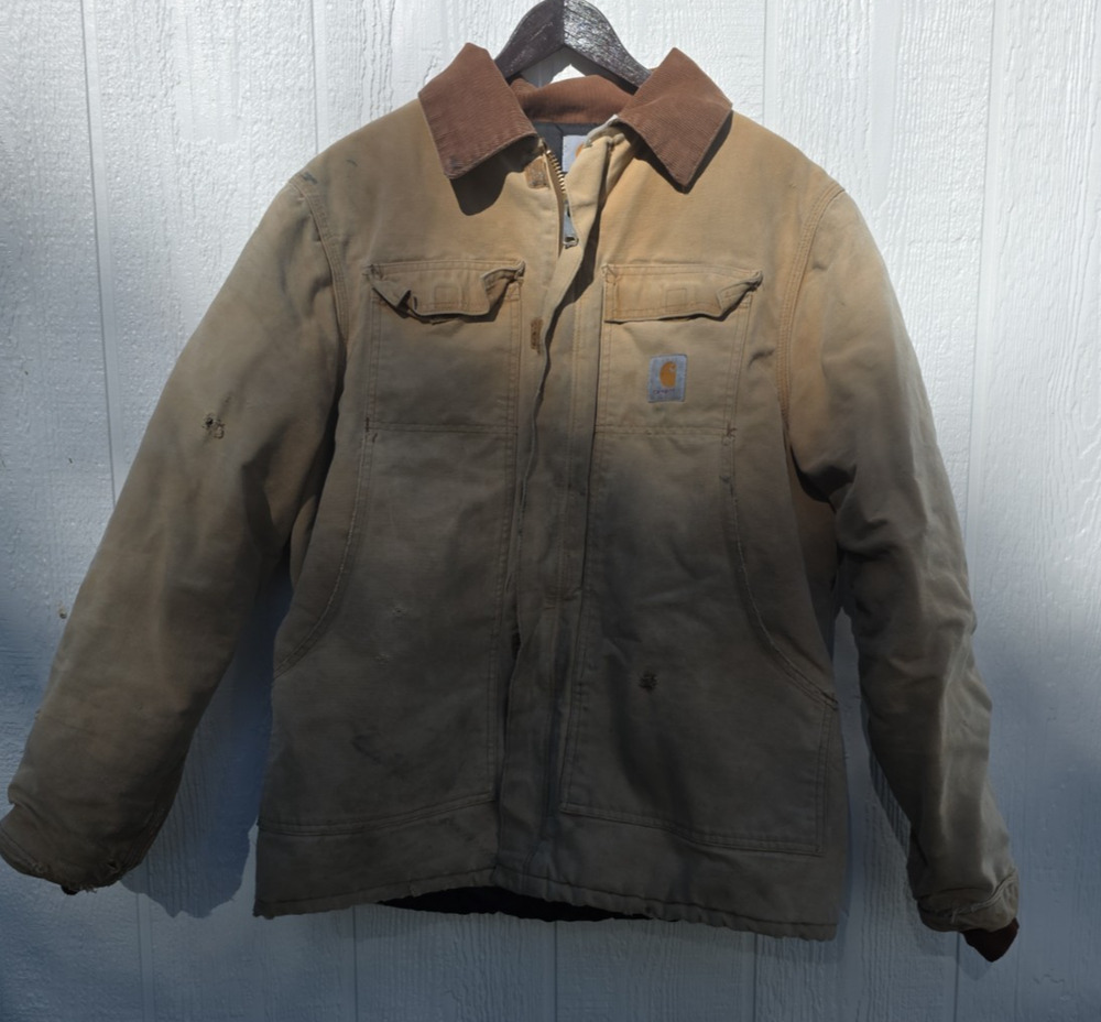 Vintage Carhartt Traditional Duck Jacket 48 Chest Tan Distressed Grunge Workwear